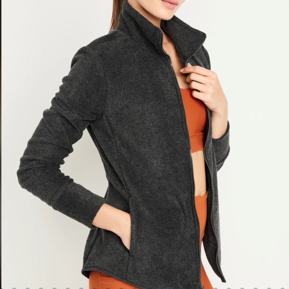 NWT OLD NAVY Microfleece Zip Jacket Color: Charcoal Heather - Picture 2 of 5